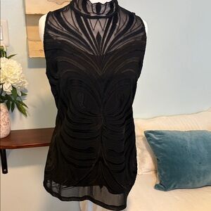 INC International Concepts Black Sheer Top